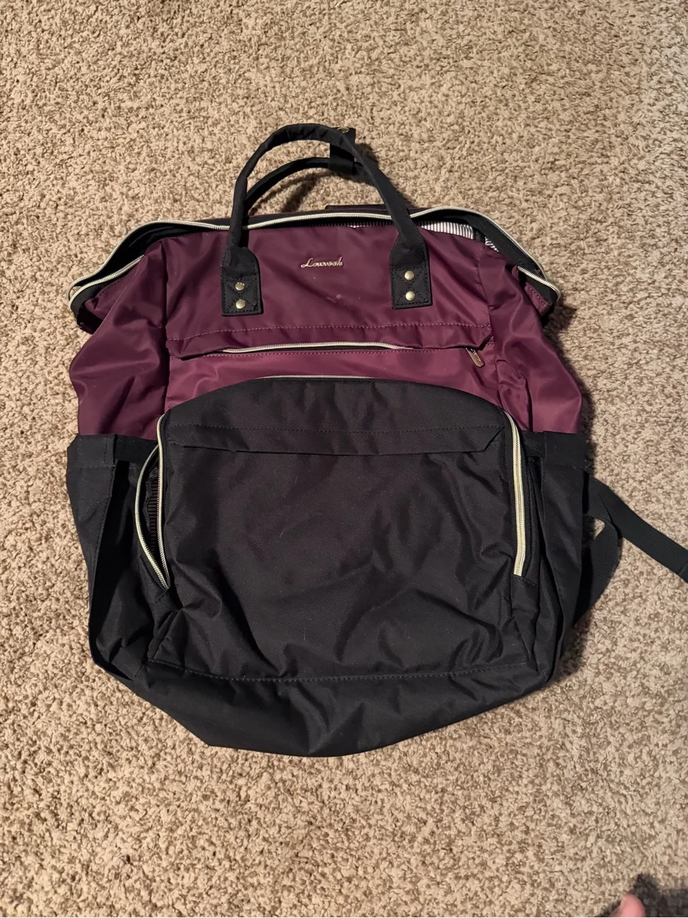 Lovevook 18 inch laptop Burgundy & Black Backpack Tote